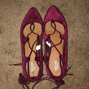 Red velvet ballet flats